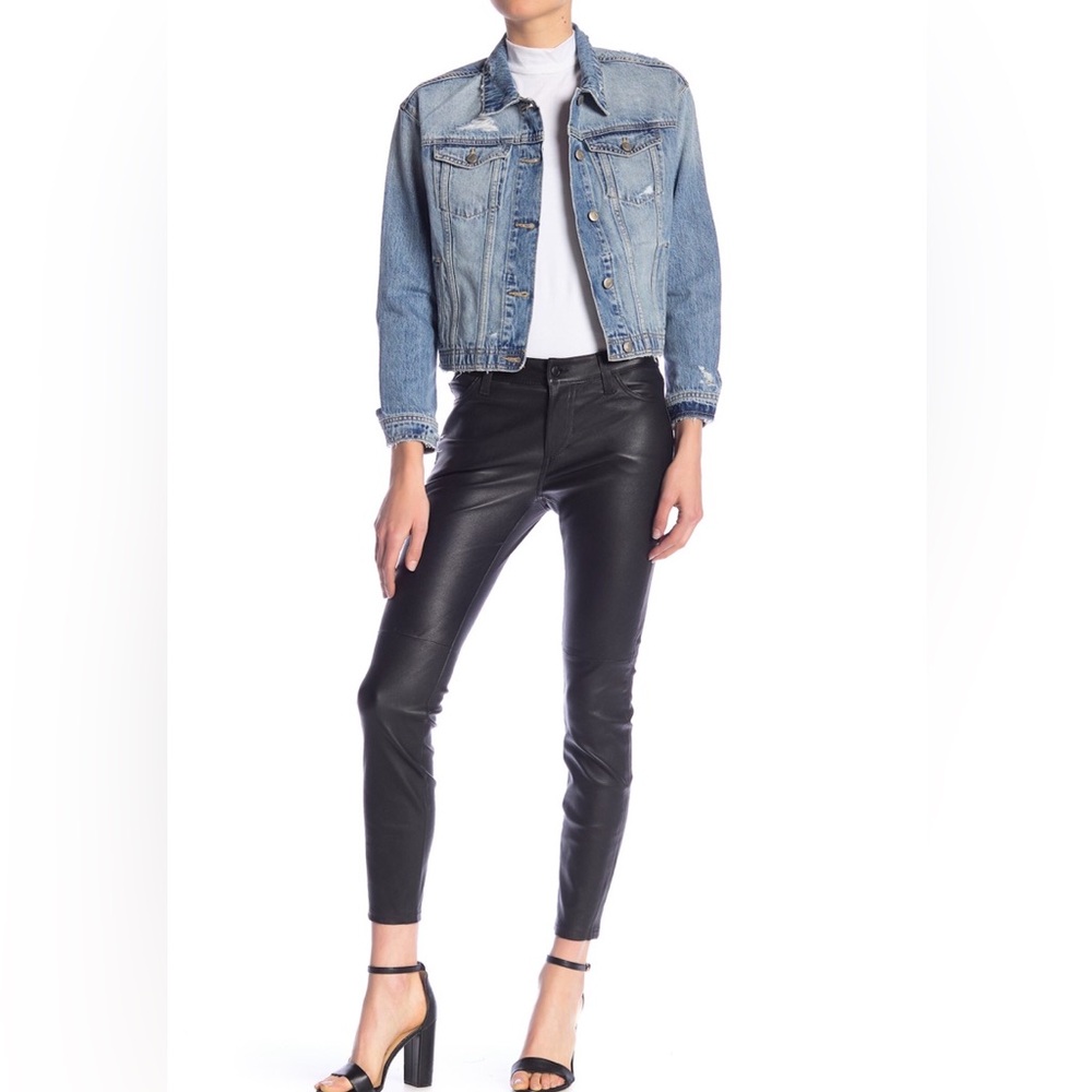 Joe's Jeans Skinny Ankle Leather Pants Black